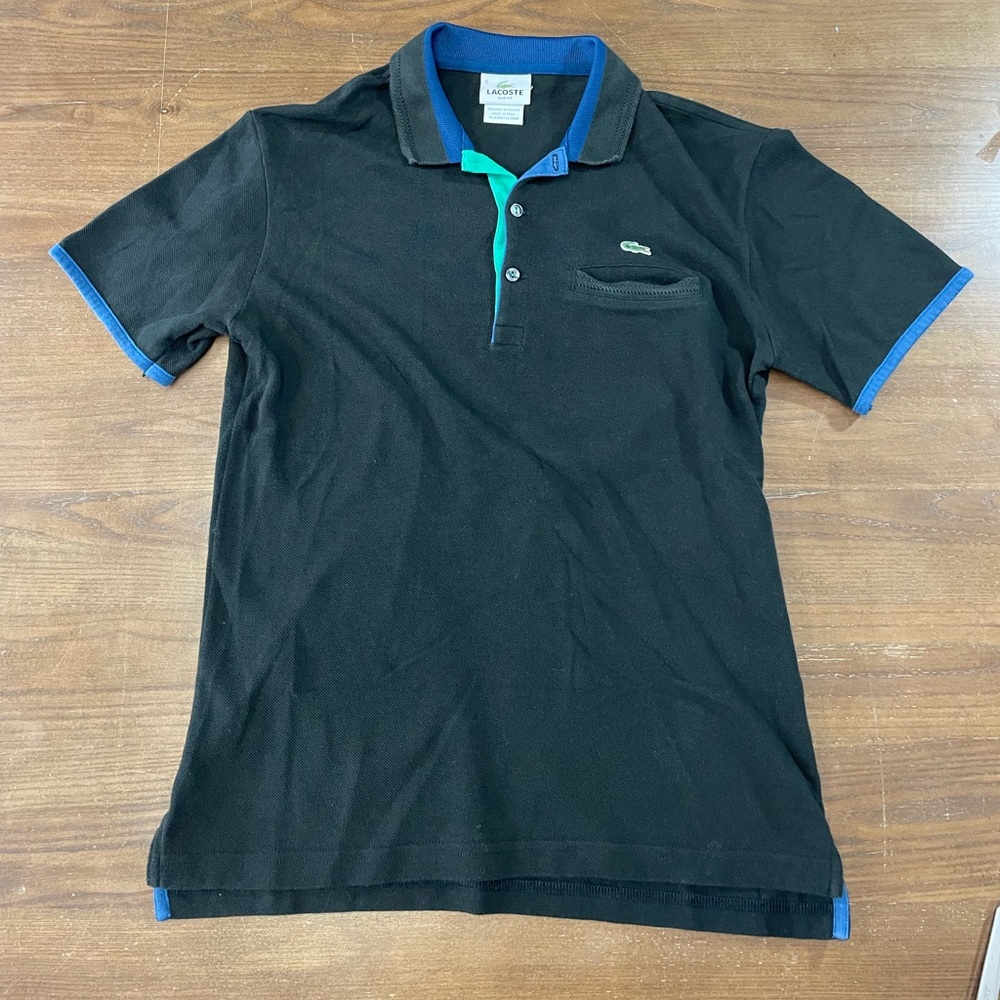 Womens Lacoste polo size 3 black green embroidered logo